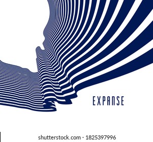 Abstract lines in 3D dimensional perspective abstract vector background, cool funky design layout, 70s retro template.
