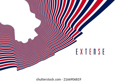 Abstract lines in 3D dimensional perspective abstract vector background, cool funky design layout, 70s retro template.