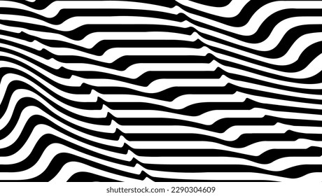 Abstract lines. 3d graphic effect. Stripe vector background. Black ribbons on white backdrop.