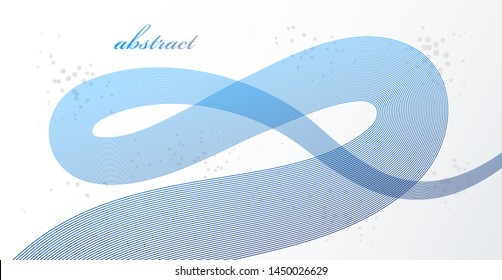 Abstract lines in 3D motion dimensional perspective vector background, elegant curvy light stripy design element, template for banner or poster and other ads.