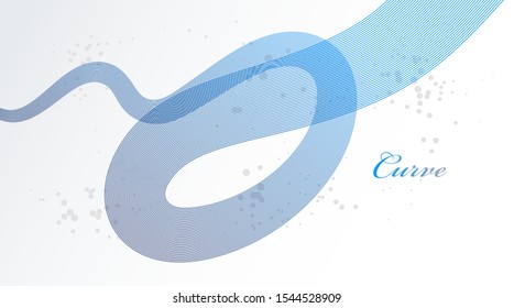 Abstract lines in 3D motion dimensional perspective vector background, elegant curvy light stripy design element, template for banner or poster and other ads.