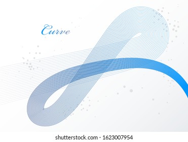 Abstract lines in 3D motion dimensional perspective vector background, elegant curvy light stripy design element, template for banner or poster and other ads.