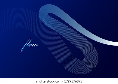 Abstract lines in 3D motion dimensional perspective vector background, elegant curvy light stripy design element, template for banner or poster and other ads.