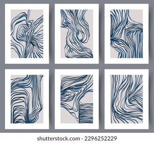 Abstract lines aesthetic chaos wall art print. Contemporary decorative background with chaos. Printable minimal abstract lines poster. Wall artwork for interior design. Collection, bundle.