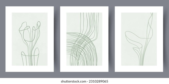 Abstract lines aesthetic minimalism wall art print. Collection, bundle. Contemporary decorative background with minimalism. Printable minimal abstract lines poster. Wall artwork for interior design.