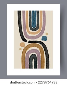 Líneas abstractas estéticas de obras de arte ovaladas. Afiche de líneas abstractas mínimo imprimible. Paredes de arte para el diseño interior. Fondo decorativo contemporáneo con óvalo.