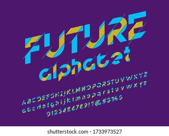 Abstract lines alphabet design with uppercase, lowercase, numbers and symbol
