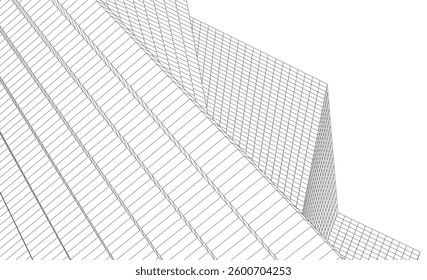 Abstract lines architectural 3d drawing