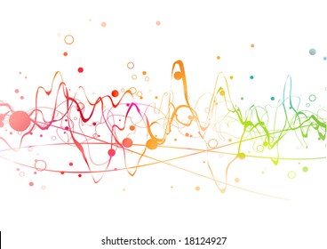 Abstract lines background: composition of curved lines, dots and colorful gradients - great for backgrounds, or layering over other images