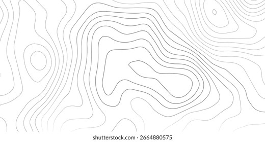 Plano de fundo de linhas abstratas. Mapas de contorno. Mapa do contorno do topo sobre fundo branco. Fundo abstrato com ondas Alívio geográfico das montanhas.