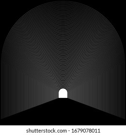 abstract lines background with halftone design. door to heaven concept