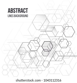 Abstract lines background. Abstract hexagon background. Future technology. Vector illustration