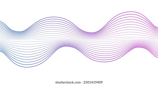 Abstract lines background isolated, purple and blue twisted curve lines, dynamic futuristic wavy lines, modern glowing wave