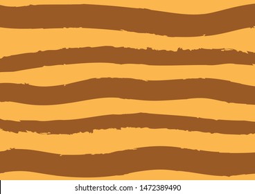 Abstract lines background in orange and brown colors. Vector watercolor imitation. Minimalistic design style. Backdrop for print or web. Digital dry brush strokes. Bright colorful retro wallpaper.
