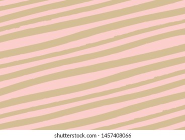 Abstract lines background in pink and gold color. Vector watercolor imitation. Minimalistic design style. Backdrop for print or web. Digital dry brush strokes. Bright colorful retro wallpaper.
