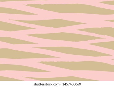 Abstract lines background in pink and gold color. Vector watercolor imitation. Minimalistic design style. Backdrop for print or web. Digital dry brush strokes. Bright colorful retro wallpaper.
