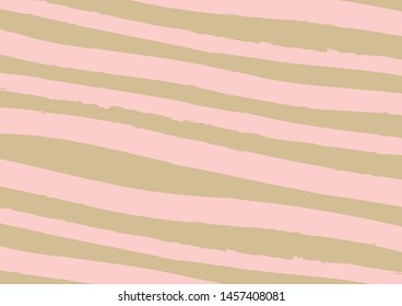 Abstract lines background in pink and gold color. Vector watercolor imitation. Minimalistic design style. Backdrop for print or web. Digital dry brush strokes. Bright colorful retro wallpaper.
