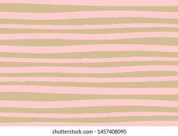 Abstract lines background in pink and gold color. Vector watercolor imitation. Minimalistic design style. Backdrop for print or web. Digital dry brush strokes. Bright colorful retro wallpaper.
