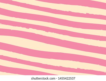 Abstract lines background in pink vanilla color. Vector watercolor imitation. Minimalistic design style. Backdrop for print or web. Digital dry brush strokes. Bright colorful retro wallpaper.