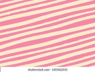 Abstract lines background in pink vanilla color. Vector watercolor imitation. Minimalistic design style. Backdrop for print or web. Digital dry brush strokes. Bright colorful retro wallpaper.