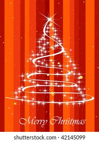 abstract lines background with shiny star pattern xmas tree