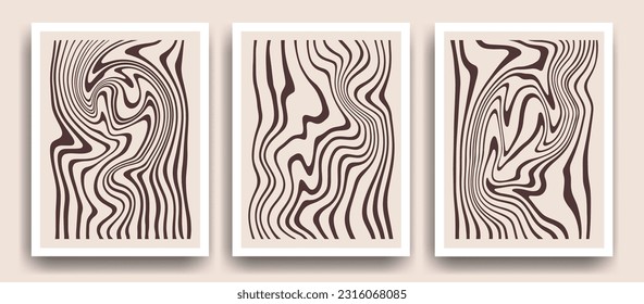 Abstract lines backgrounds set. Iridescent template for placard, banner