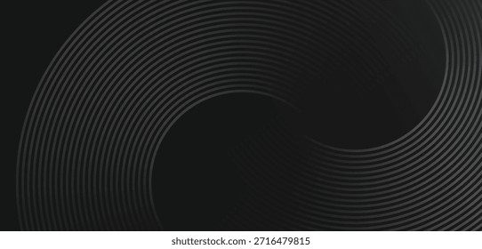 Líneas Abstractas Curvas negras Patrón circular Fondo oscuro Diseño elegante