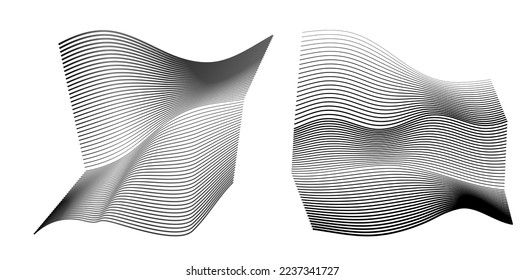Abstract lines black white design element on white background of angle waves. Vector Illustration eps 10 for grunge elegant business card, print brochure, flyer, banners, cover book, label, fabric