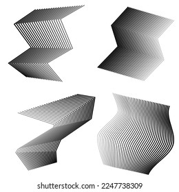 Abstract lines black white design element on white background of angle waves. Vector Illustration eps 10 for grunge elegant business card, print brochure, flyer, banners, cover book, label, fabric