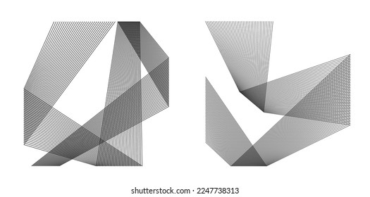 Abstract lines black white design element on white background of angle waves. Vector Illustration eps 10 for grunge elegant business card, print brochure, flyer, banners, cover book, label, fabric