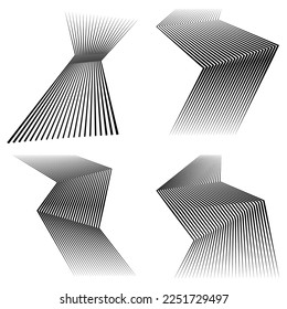 Abstract lines black white design element on white background of angle waves. Vector Illustration eps 10 for grunge elegant business card, print brochure, flyer, banners, cover book, label, fabric