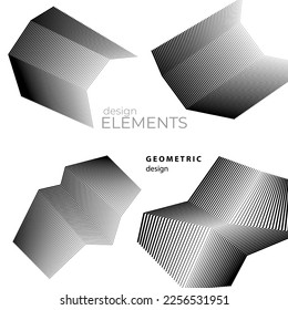 Abstract lines black white design element on white background of angle waves. Vector Illustration eps 10 for grunge elegant business card, print brochure, flyer, banners, cover book, label, fabric