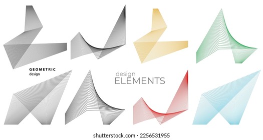 Líneas abstractas elementos de diseño blanco negro sobre fondo blanco de ondas angulares. Vector Illustration eps 10 para grunge y elegante tarjeta de visita, folleto de impresión, volante, banners, carteles, portada, etiqueta, tela