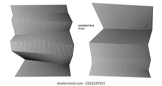 Abstrakte Linien, schwarz weißes Design-Element auf weißem Hintergrund von Wellen. Vektorgrafik eps10 für farbige, elegante Visitenkarte, Druckbroschüre, Flyer, Banner, Coverbook, Label, Stoff