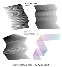 Líneas abstractas elementos de diseño blanco negro sobre fondo blanco de ondas angulares. Vector Illustration eps 10 para grunge y elegante tarjeta de visita, folleto de impresión, volante, banners, carteles, portada, etiqueta, tela