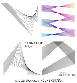 Líneas abstractas elementos de diseño blanco negro sobre fondo blanco de ondas angulares. Vector Illustration eps 10 para grunge y elegante tarjeta de visita, folleto de impresión, volante, banners, carteles, portada, etiqueta, tela