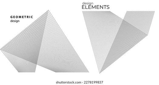Abstract lines black white design element on white background of angle waves. Vector Illustration eps 10 for grunge elegant business card, print brochure, flyer, banners, cover book, label, fabric