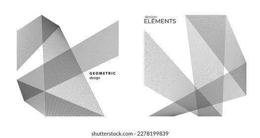 Abstract lines black white design element on white background of angle waves. Vector Illustration eps 10 for grunge elegant business card, print brochure, flyer, banners, cover book, label, fabric