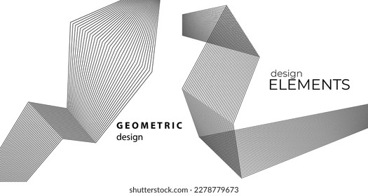 Líneas abstractas elementos de diseño blanco negro sobre fondo blanco de ondas angulares. Vector Illustration eps 10 para grunge y elegante tarjeta de visita, folleto de impresión, volante, banners, carteles, portada, etiqueta, tela