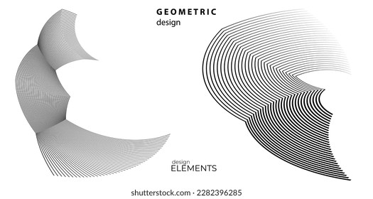 Abstract lines black white design element on white background of angle waves. Vector Illustration eps 10 for grunge elegant business card, print brochure, flyer, banners, cover book, label, fabric