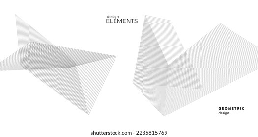 Abstract lines black white design element on white background of angle waves. Vector Illustration eps 10 for grunge elegant business card, print brochure, flyer, banners, cover book, label, fabric