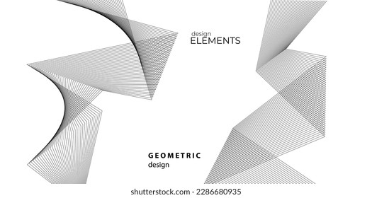 Líneas abstractas elementos de diseño blanco negro sobre fondo blanco de ondas angulares. Vector Illustration eps 10 para grunge y elegante tarjeta de visita, folleto de impresión, volante, banners, carteles, portada, etiqueta, tela