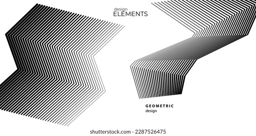 Abstrakte Linien, schwarz weißes Design-Element auf weißem Hintergrund von Wellen. Vektorgrafik eps10 für farbige, elegante Visitenkarte, Druckbroschüre, Flyer, Banner, Coverbook, Label, Stoff