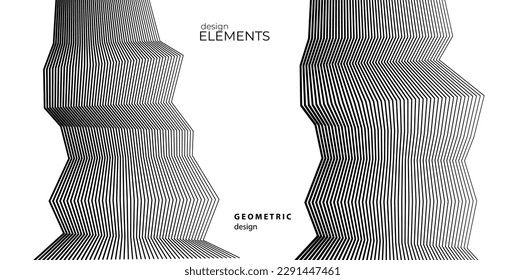 Abstrakte Linien, schwarz weißes Design-Element auf weißem Hintergrund von Wellen. Vektorgrafik eps10 für farbige, elegante Visitenkarte, Druckbroschüre, Flyer, Banner, Coverbook, Label, Stoff