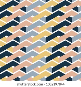 Abstract of lines with blue, pink and yellow colors background, vector