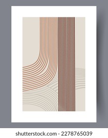 Abstract lines bohemian composition wall art print. Wall artwork for interior design. Printable minimal abstract lines poster. Contemporary decorative background with composition.