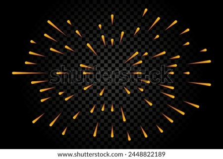 Abstract lines of bright color around the circumference. Radial splash with explosion effect on a transparent background. Vector illustration 