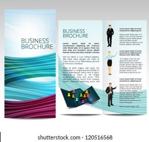 Abstract lines brochure template with business people