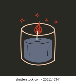 Abstract Lines Candle Illustration, Hand Drawn Vector Illustration.