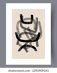 Abstract lines chaotic tracery wall art print. Printable minimal abstract lines poster. Wall artwork for interior design. Contemporary decorative background with tracery.